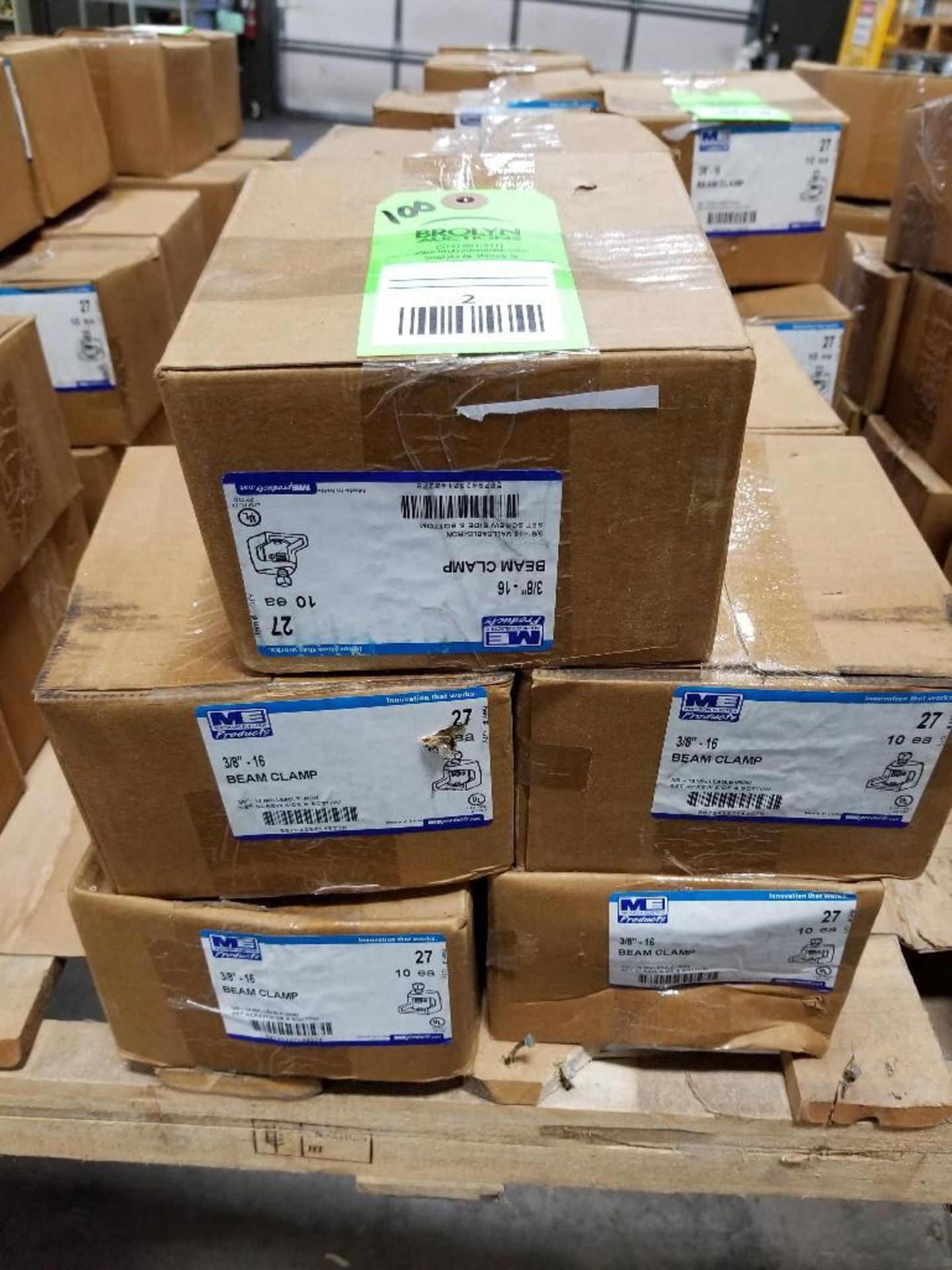 Qty 100 - Madison Electric beam clamp. Model 27, 3/8"-16. New in bulk box (10 per box)