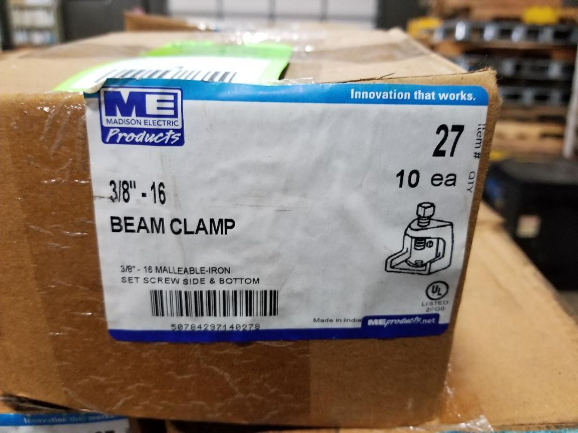 Qty 100 - Madison Electric beam clamp. Model 27, 3/8"-16. New in bulk box (10 per box) - Image 3 of 3