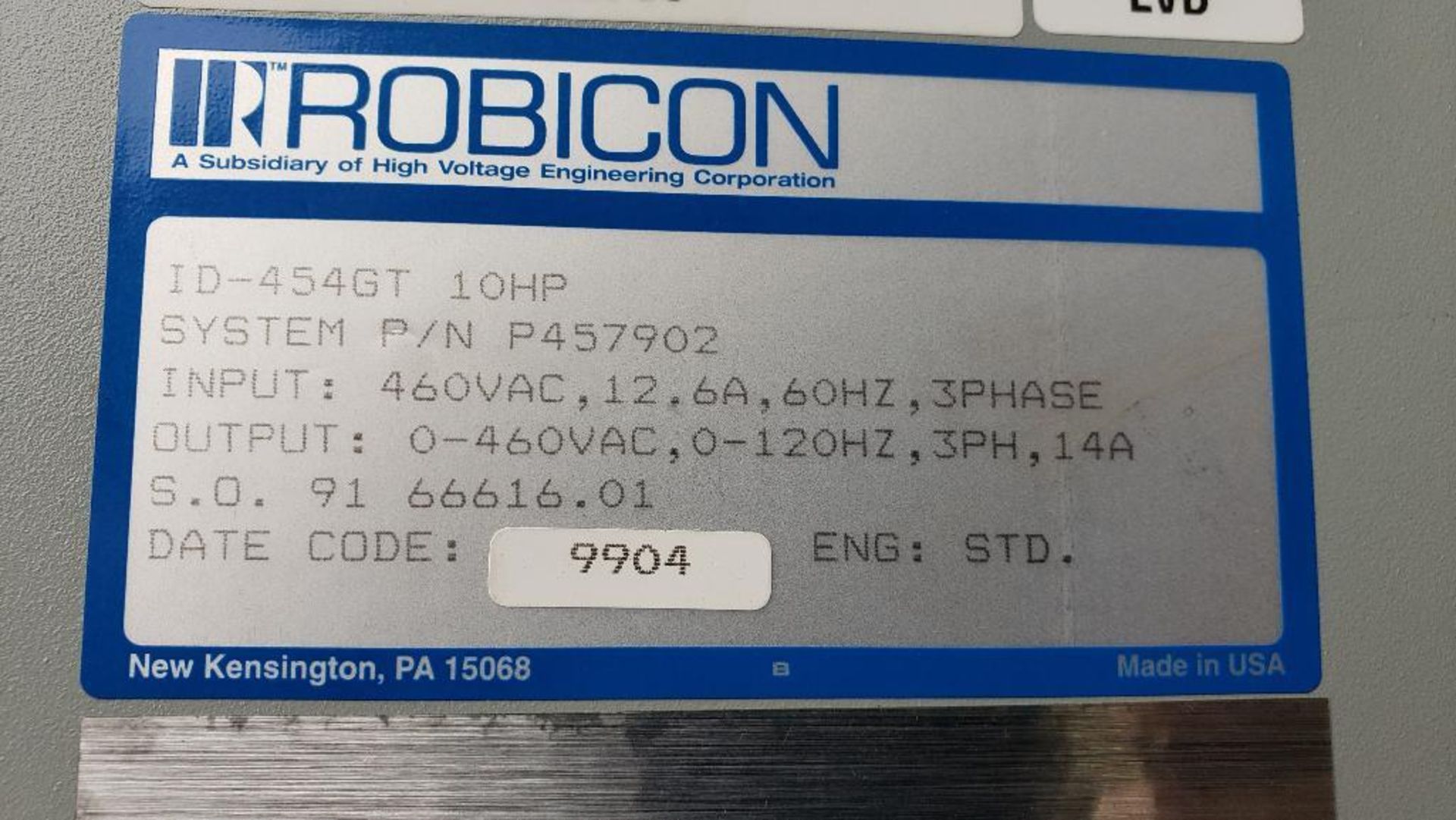 10hp Robicon VFD drive. Part number P457902. Model ID-454GT. - Image 8 of 8