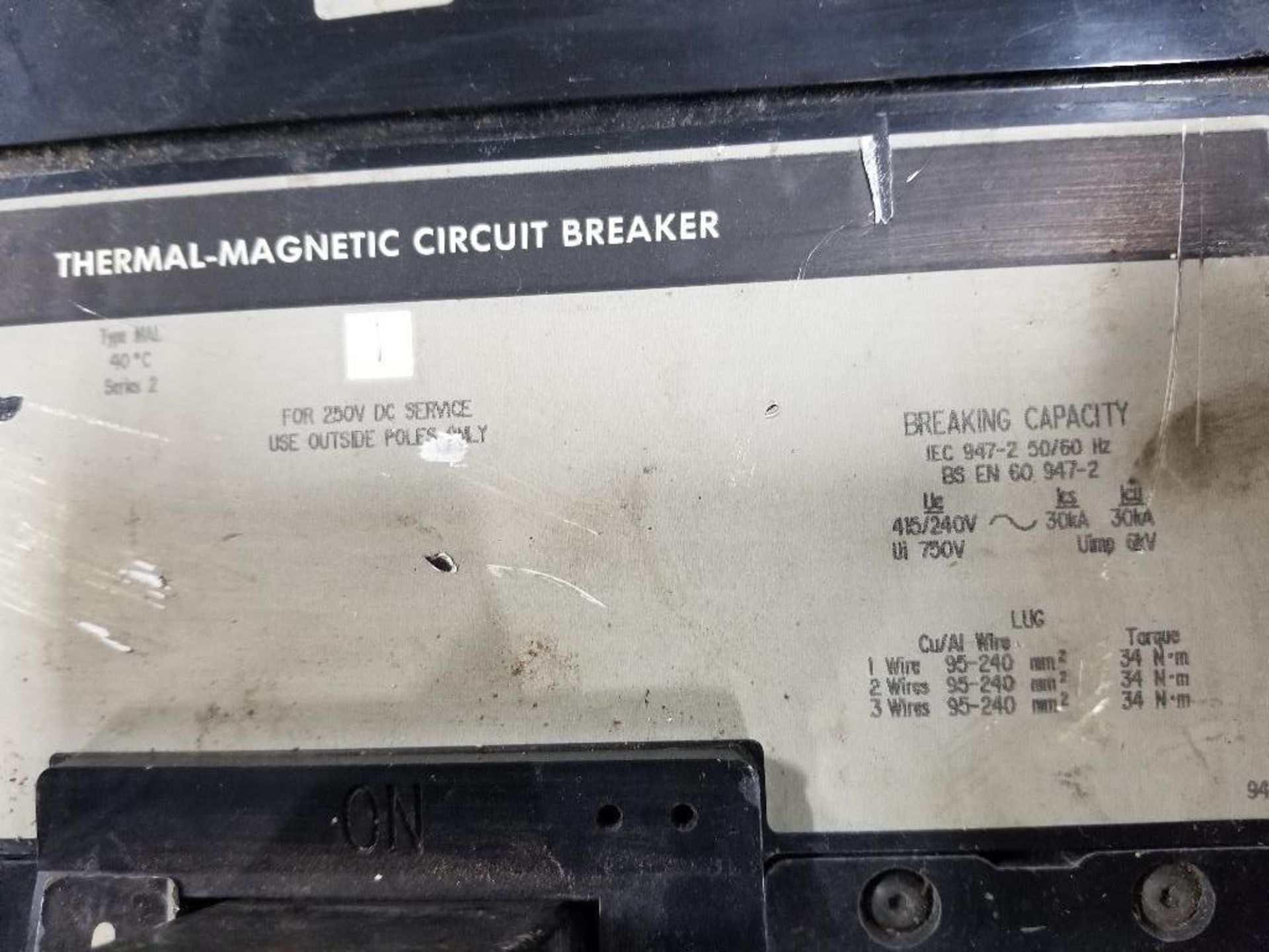 Square D molded case circuit breaker. Catalog MAL36500. 500amp. - Image 3 of 3