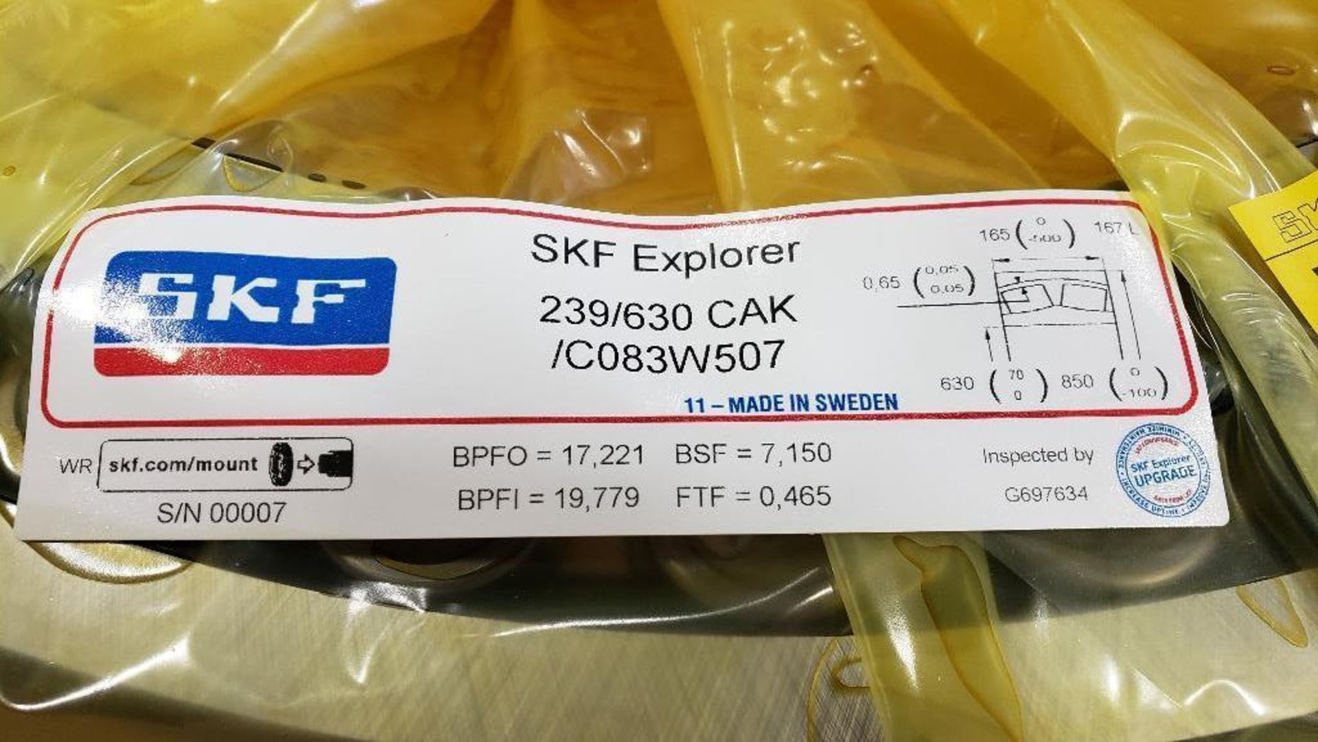 SKF super precision large capacity bearing. Part number 239/630 CAK/C083W507. New in crate. . - Image 4 of 5