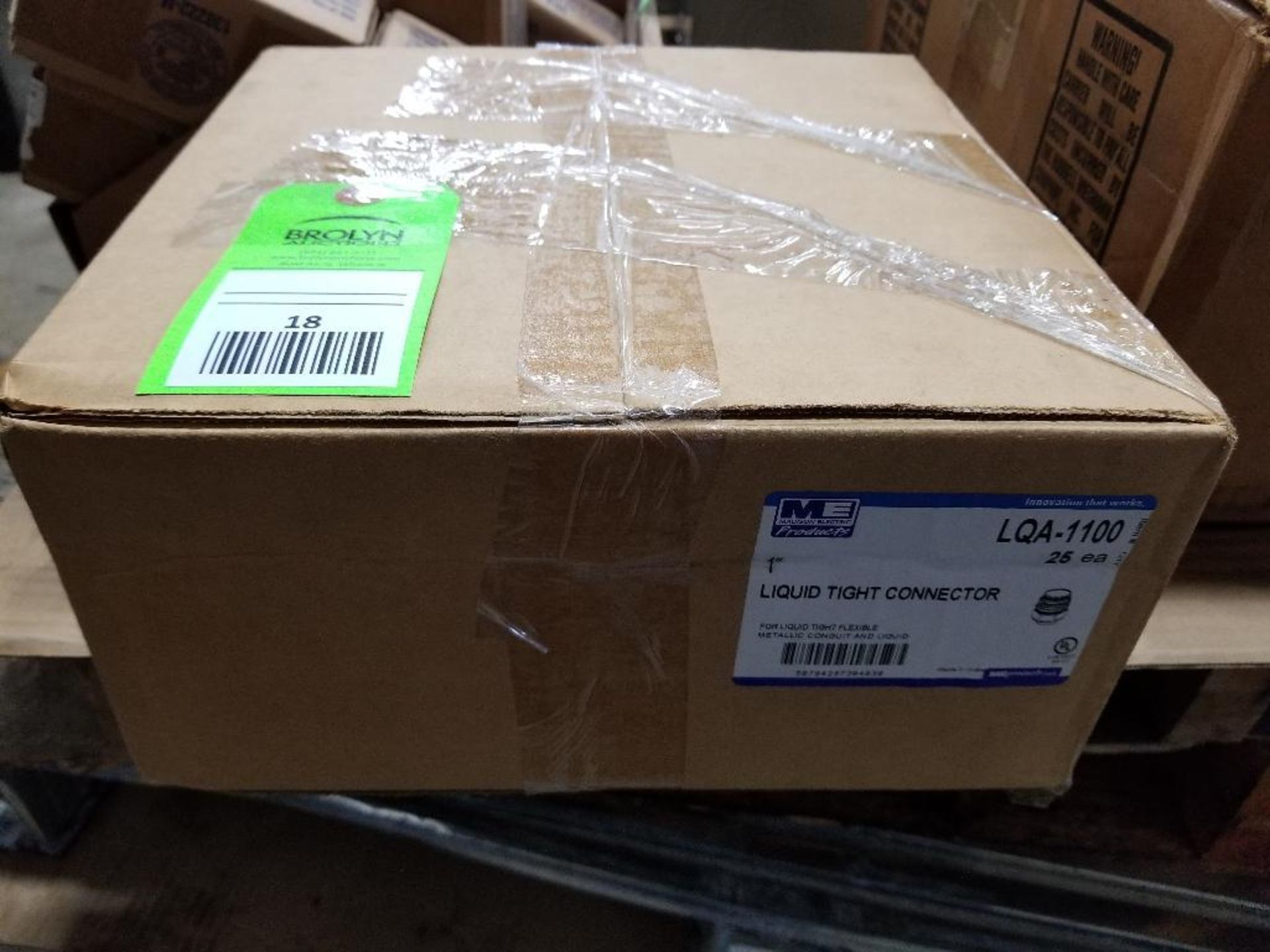 Qty 25 - Madison Electric liquid tight connector. Model LQA-1100. New in bulk box.