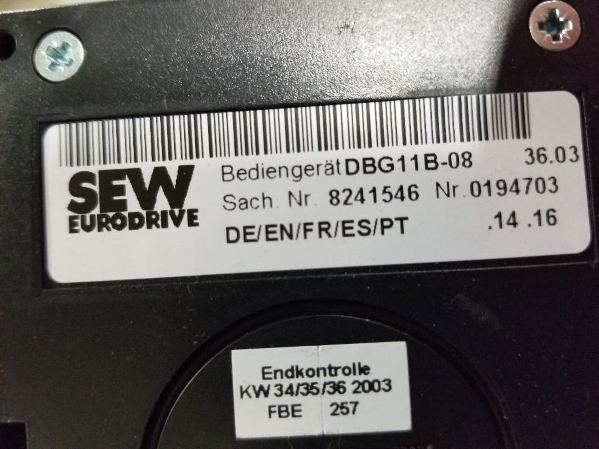 Sew Eurodrive variable drive model MDx60A0220-503-4-00. - Image 6 of 6