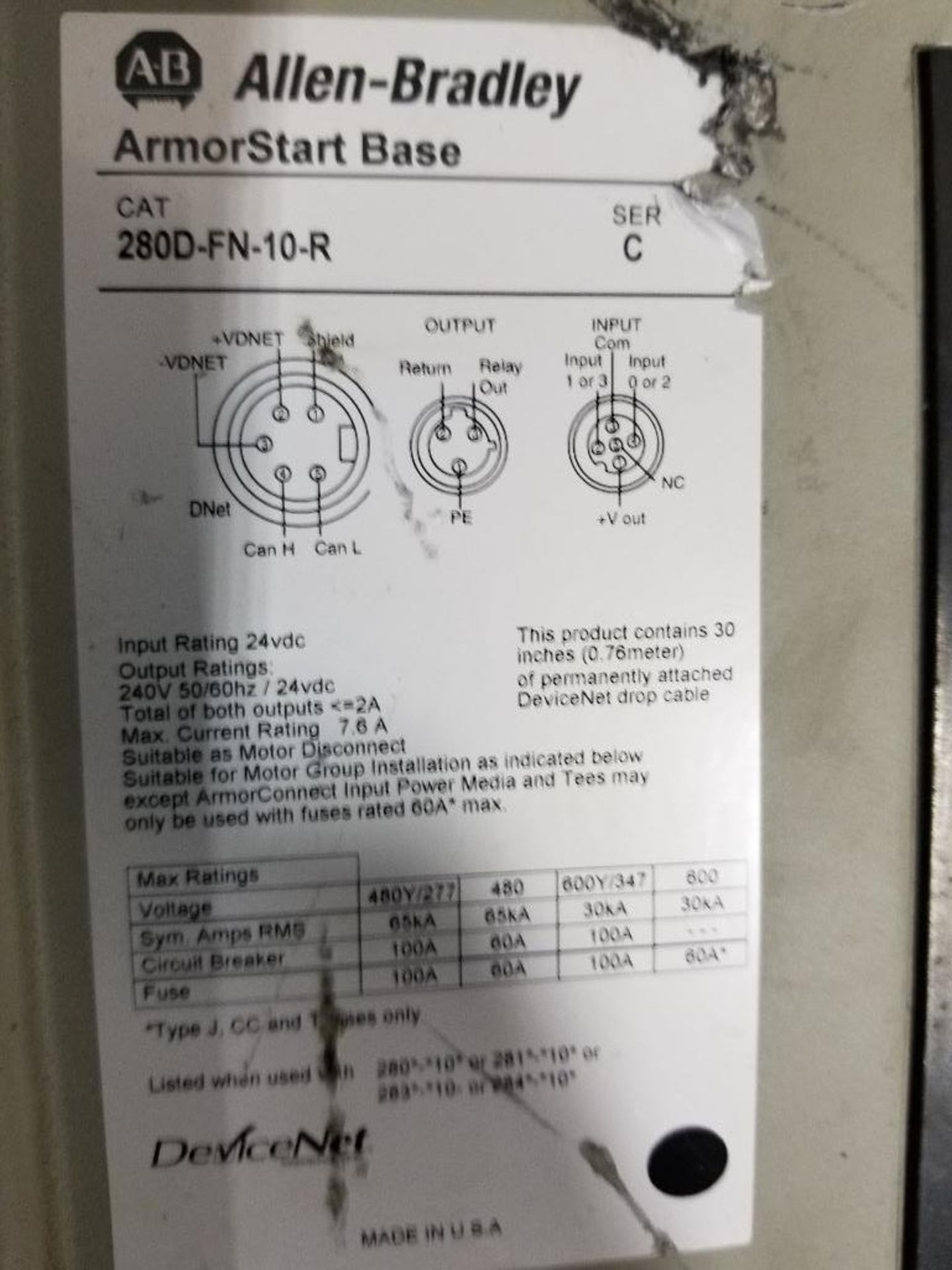 Allen Bradley Armorstart. Catalog 280D-F12Z-10C-GRW-2-P1. Includes base. - Image 4 of 6