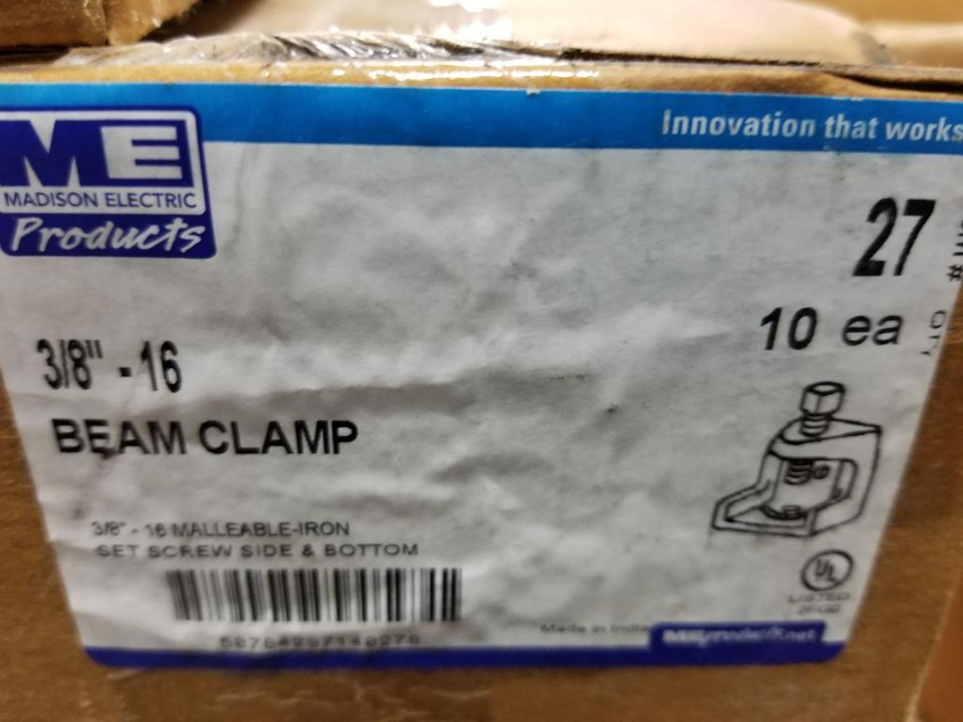 Qty 100 - Madison Electric beam clamp. Model 27, 3/8"-16. New in bulk box (10 per box) - Image 3 of 3