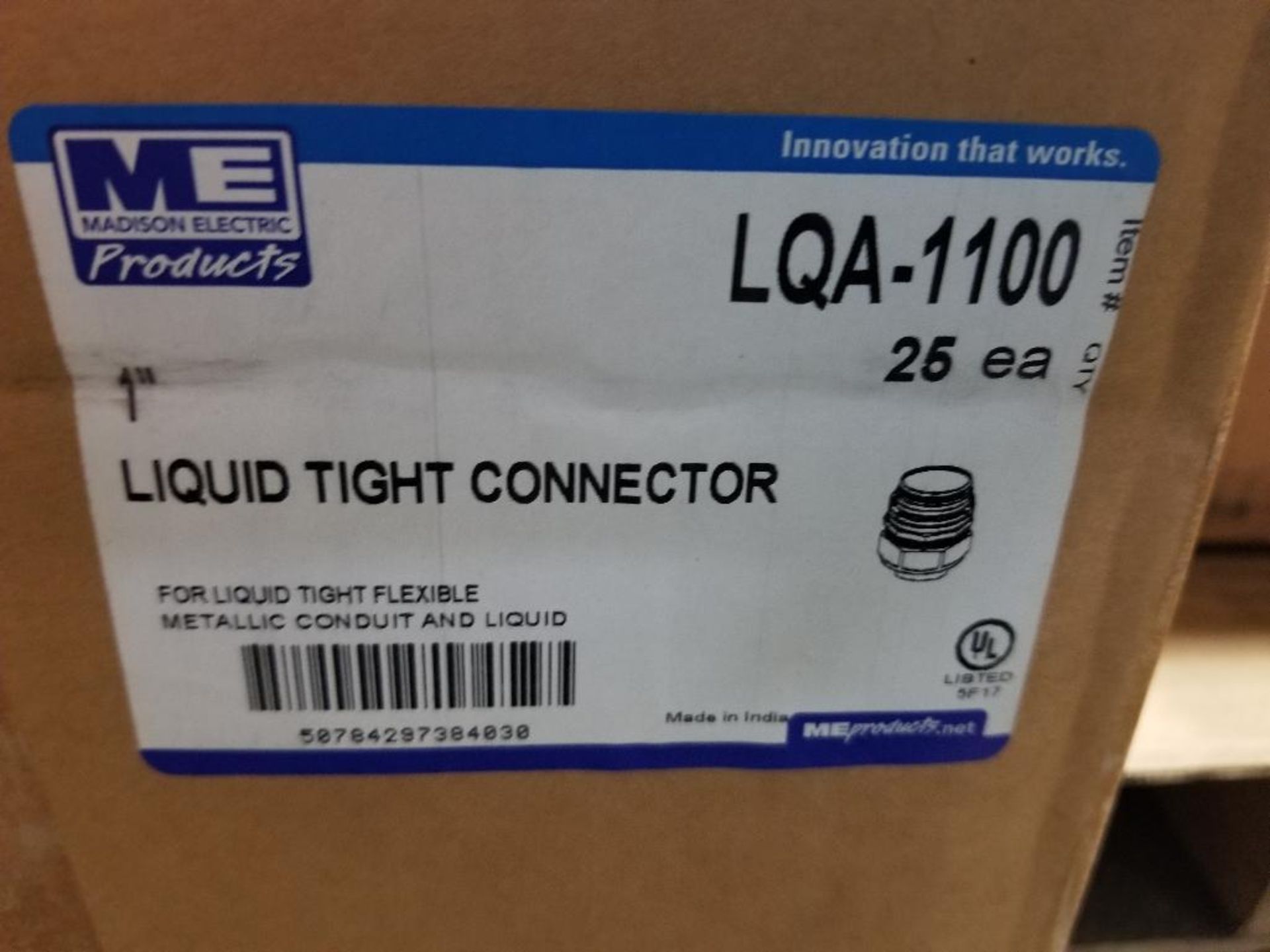 Qty 25 - Madison Electric liquid tight connector. Model LQA-1100. New in bulk box. - Image 2 of 2