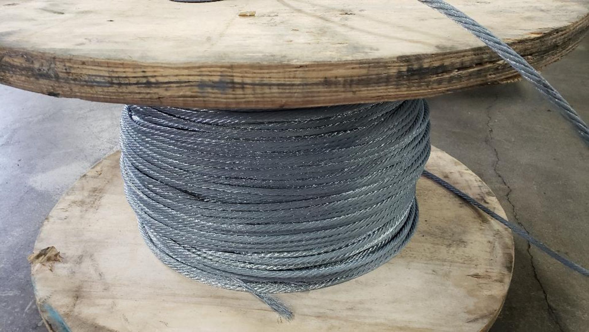 Spool of steel cable. Marked as 7.6mm cable. - Image 2 of 5
