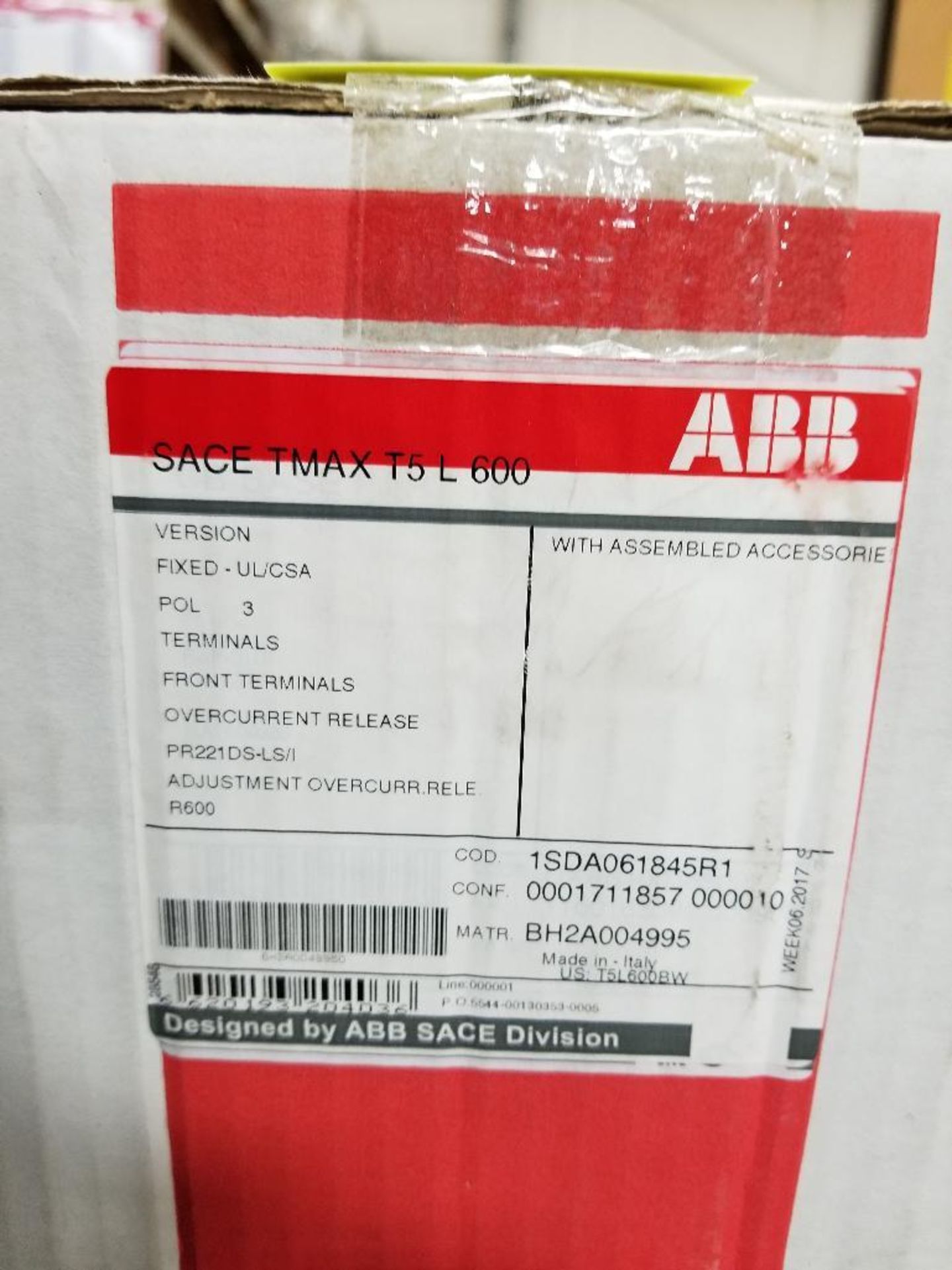ABB circuit breaker. SACE TMAX T5 L 600. New in box.