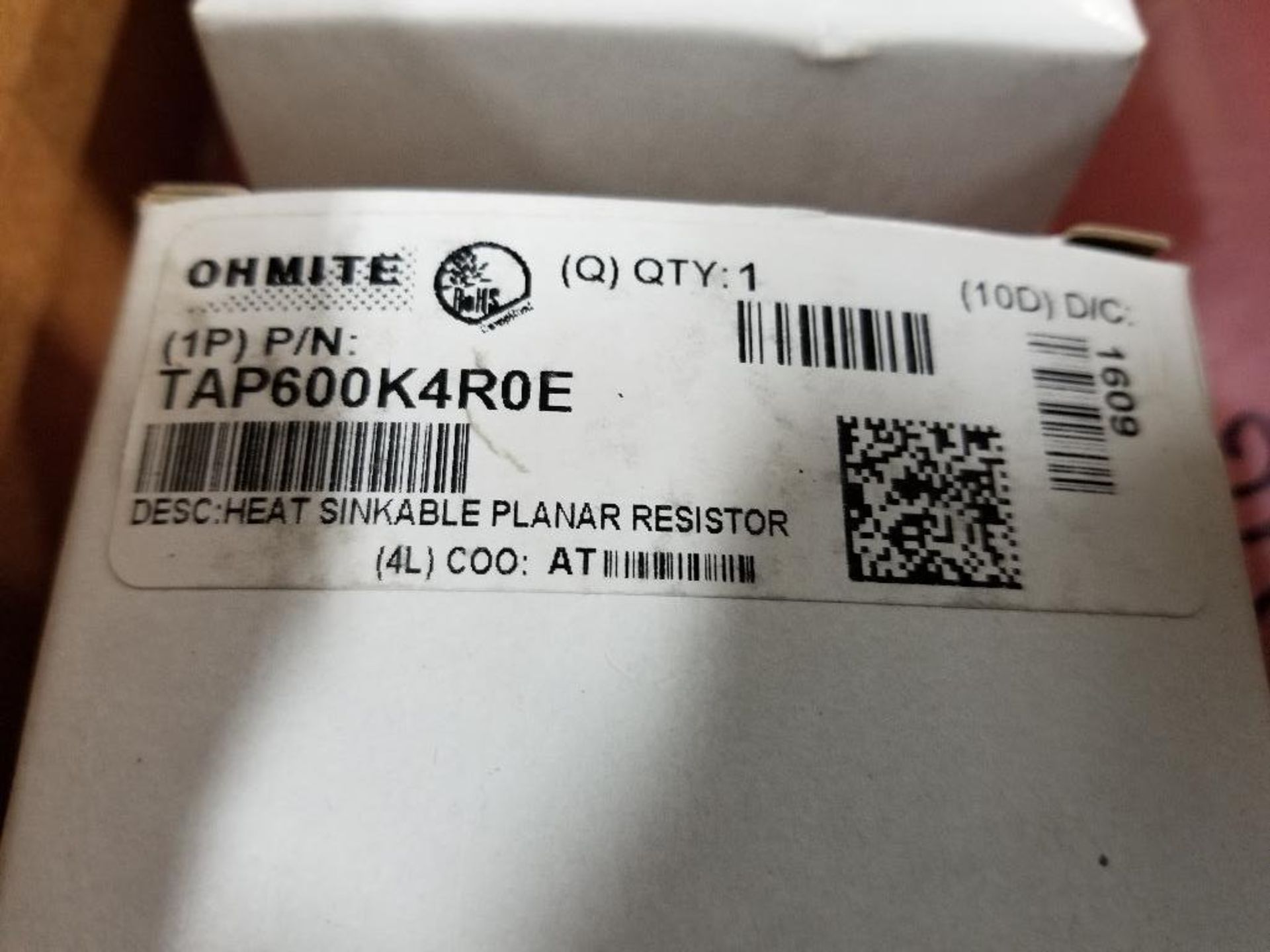 Qty 2 - Ohmite resistor. Part number TAP600K4R0E. New in box. - Bild 3 aus 4