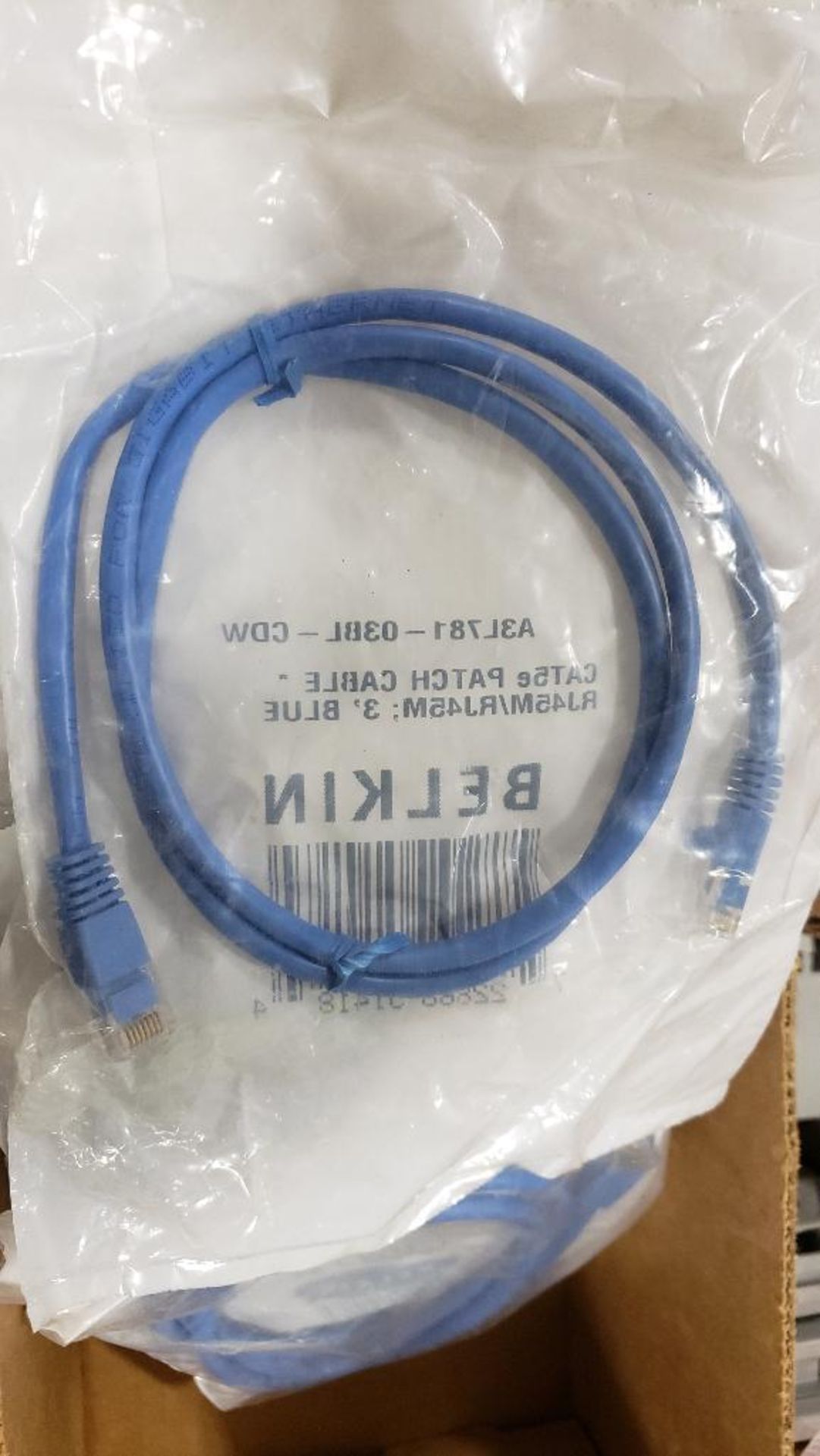 Qty 18 - Belkin patch cable. Part number A3L781-038L-CDW. New in package.