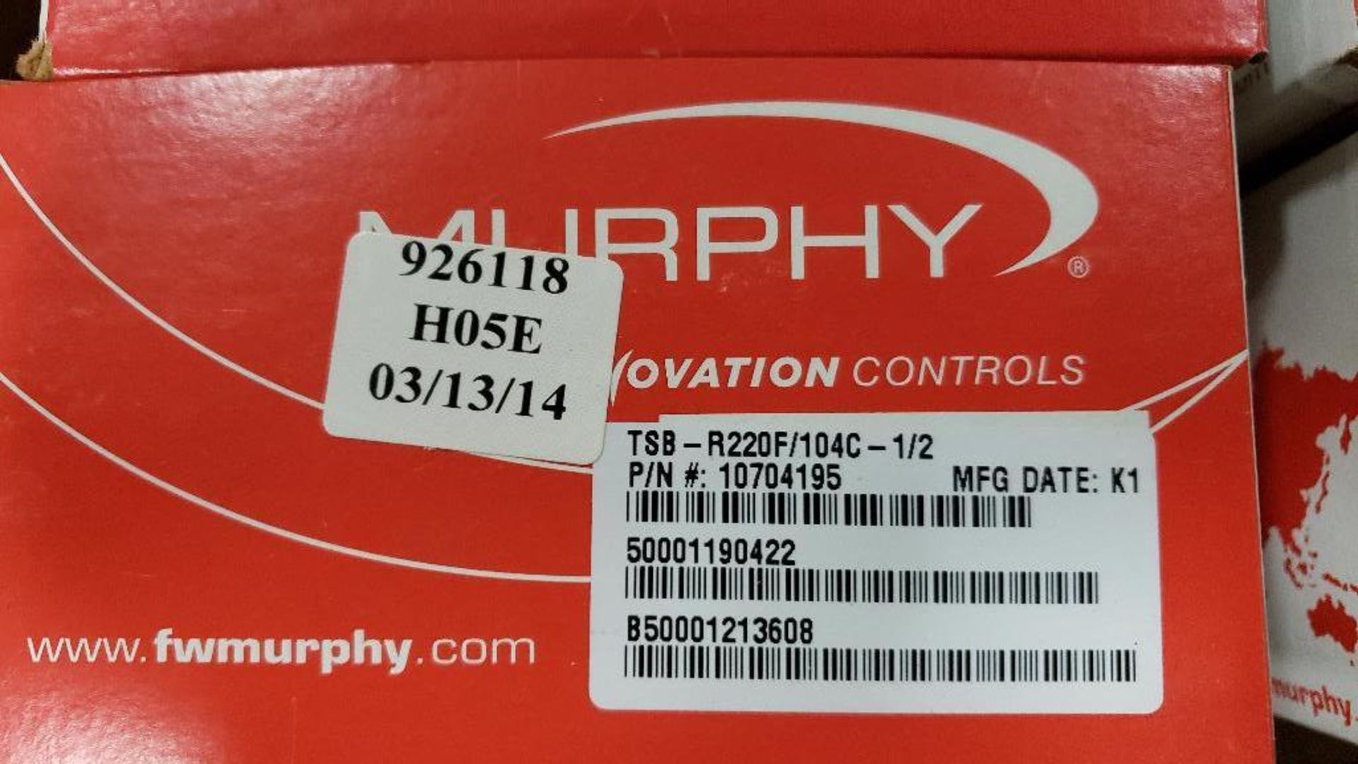 Qty 8 - Murphy Enovation Controls temperature switch. Catalog number TSB-R220F/104C-1/2. New in box. - Image 3 of 3