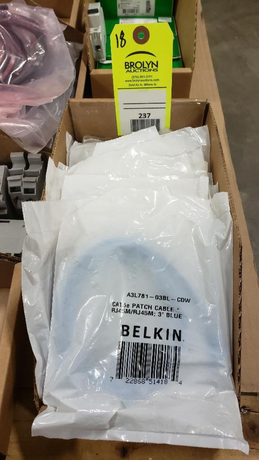 Qty 18 - Belkin patch cable. Part number A3L781-038L-CDW. New in package. - Image 3 of 3