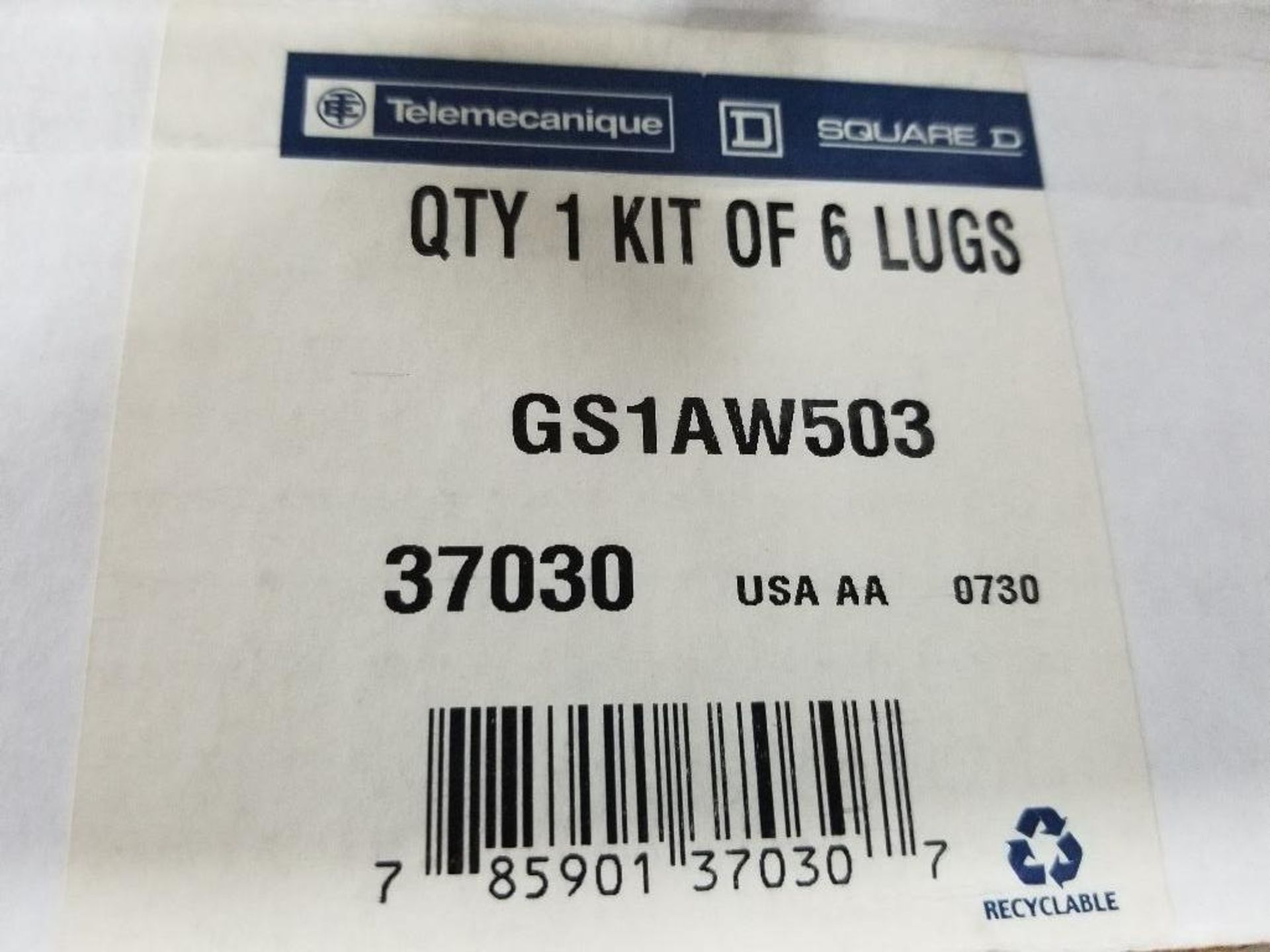Qty 2 - Telemecanique lug kits. Part number GS1AW503. 6 per kit. New in box. - Image 2 of 2
