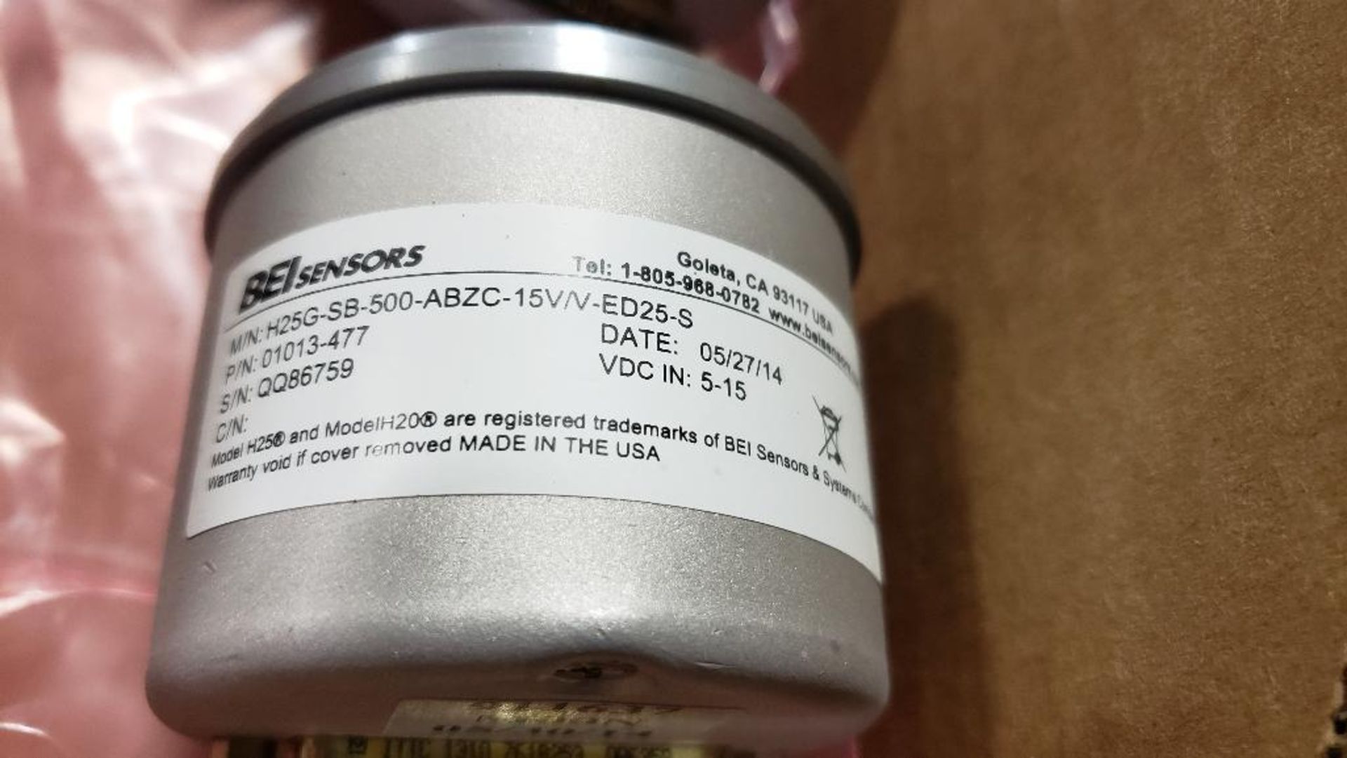 Qty 2 - BEI encoder. Model H25G-SB-500-ABZC-15V/V-ED25-S. New. - Image 3 of 3