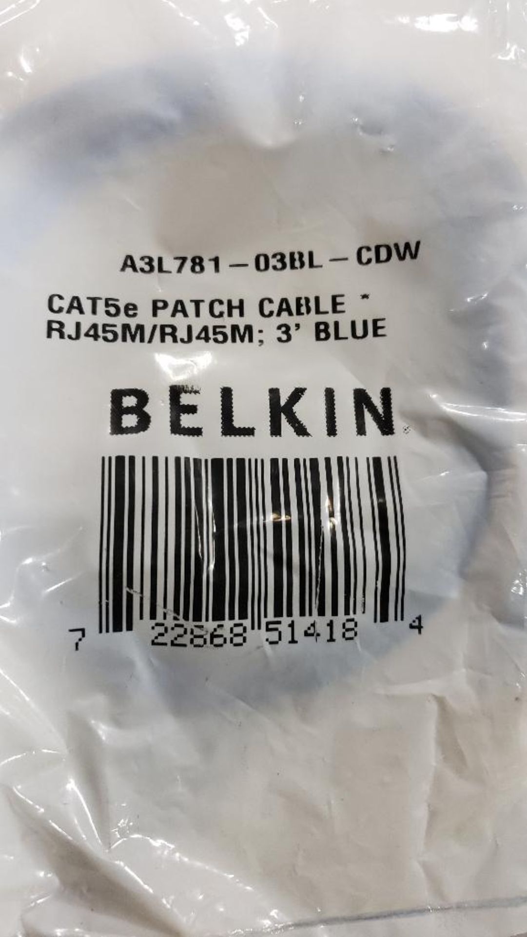 Qty 18 - Belkin patch cable. Part number A3L781-038L-CDW. New in package. - Image 2 of 3