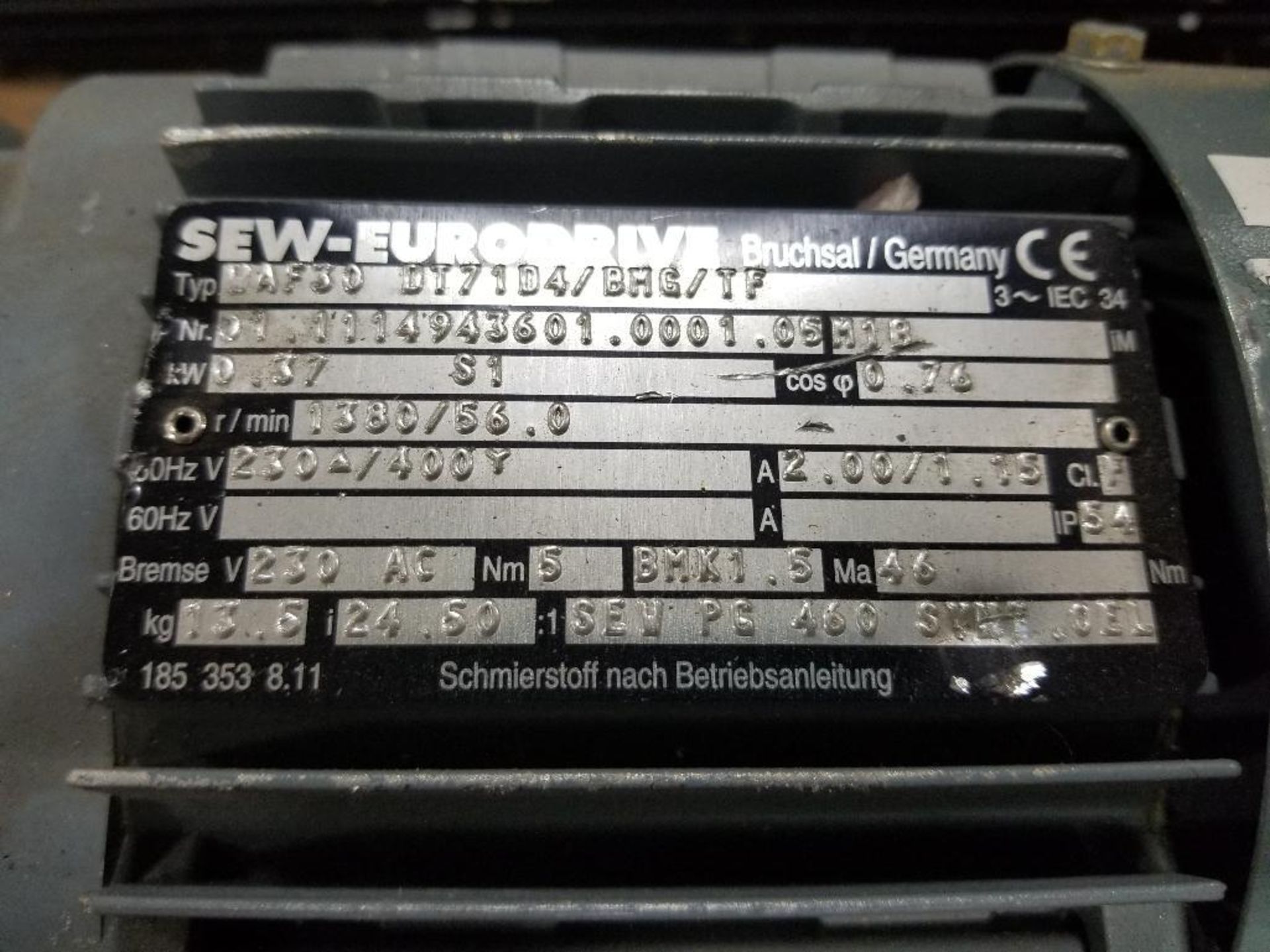 Sew Eurodrive servo motor and gearbox. Model VR/4114ENHU-18C. - Image 4 of 4