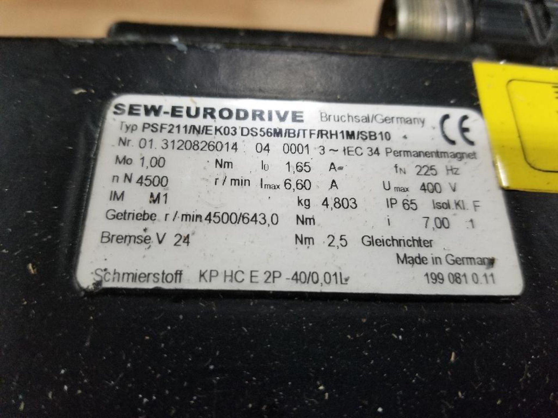 Sew Eurodrive servo motor and gearbox. Model PSF211/N/EK03-DS56M/B/TF/RH1M/SB10. . - Image 4 of 4