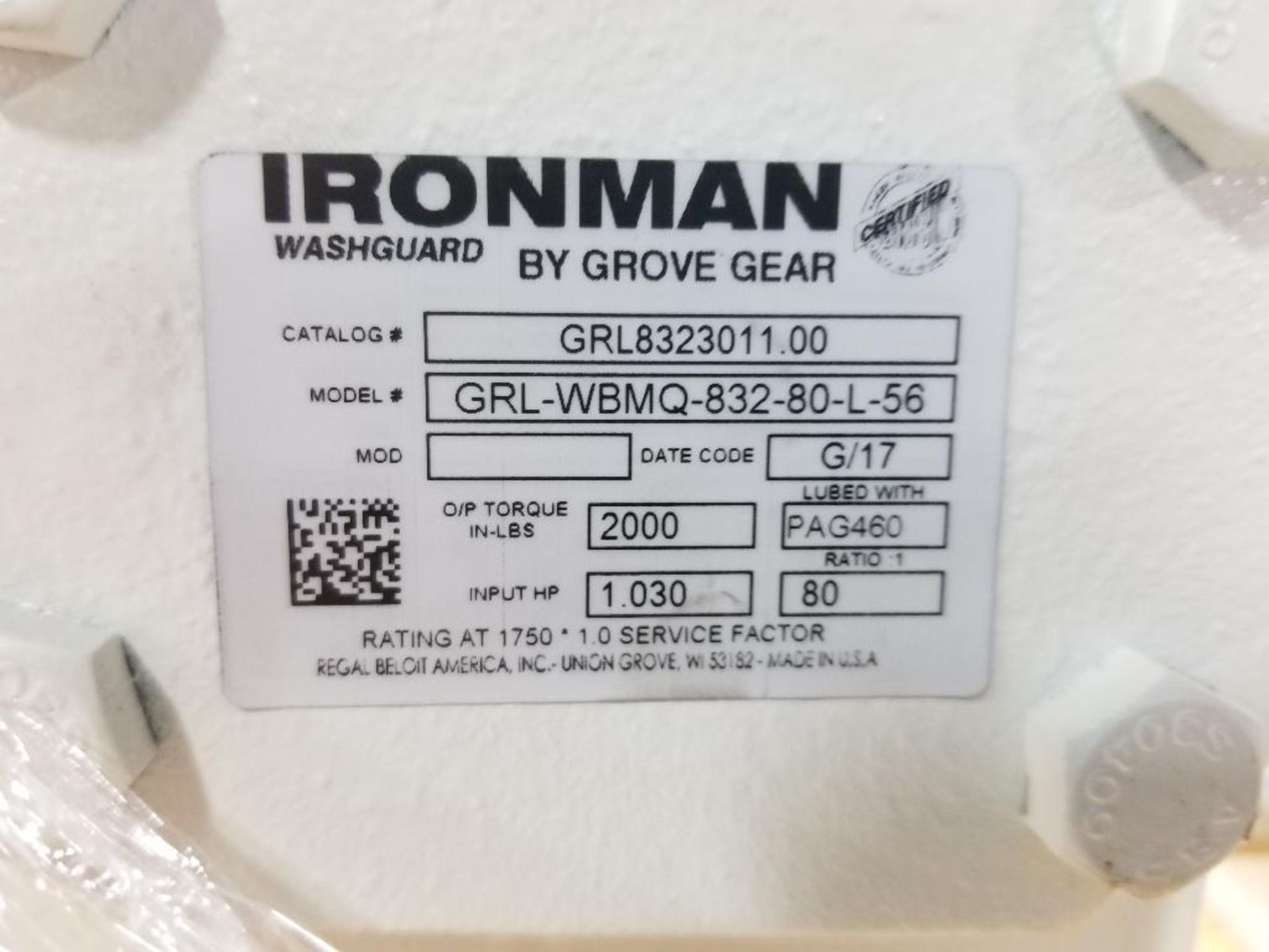 Ironman Grove Gearbox. Catalog GRL-WBMQ-832-80-L-56. Ratio 80:1. New in box. - Image 3 of 3