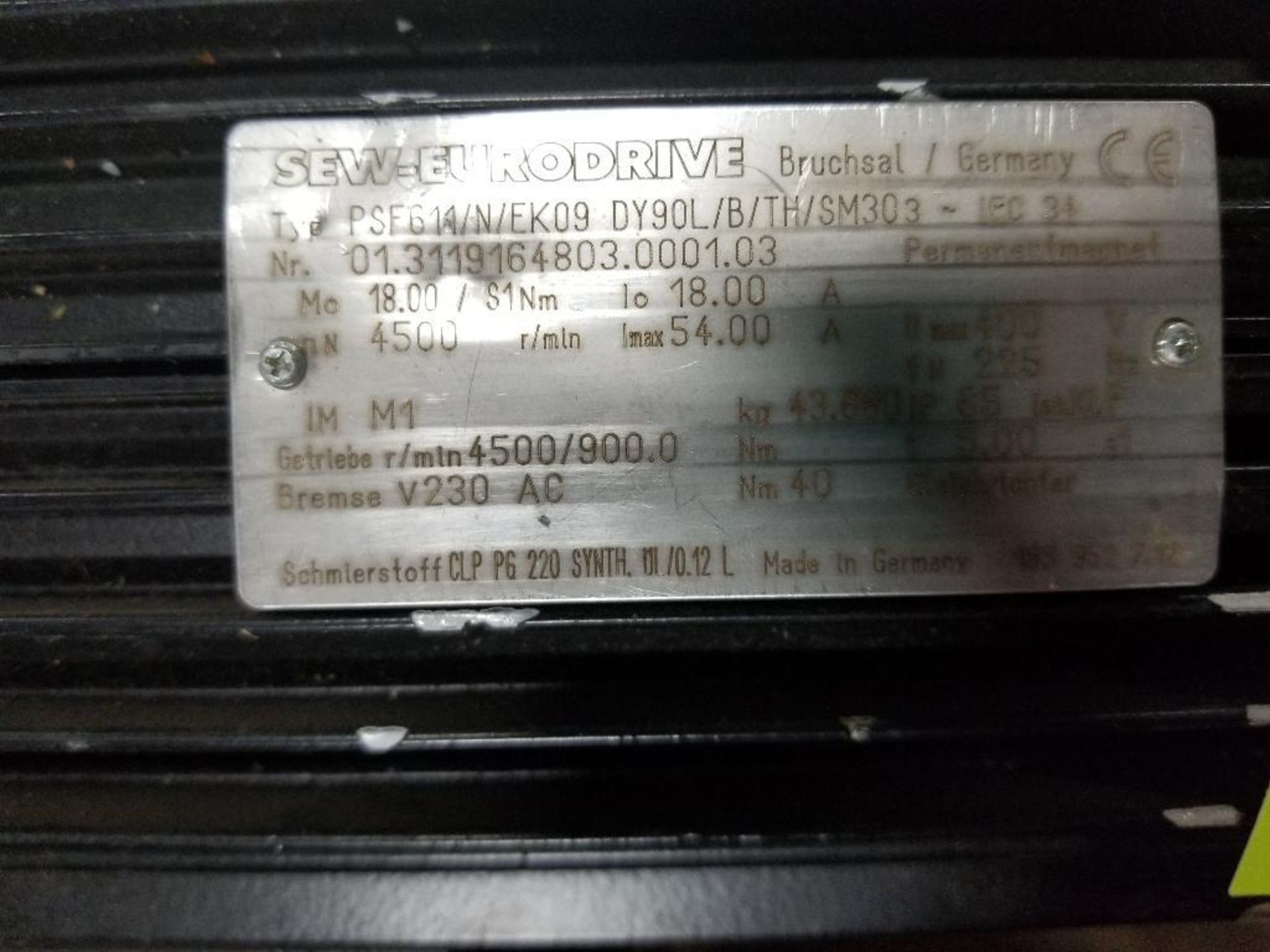 Sew Eurodrive servo motor. Model PSFG14/N/EK09-DY90L/B/TH/SM30. - Image 3 of 4