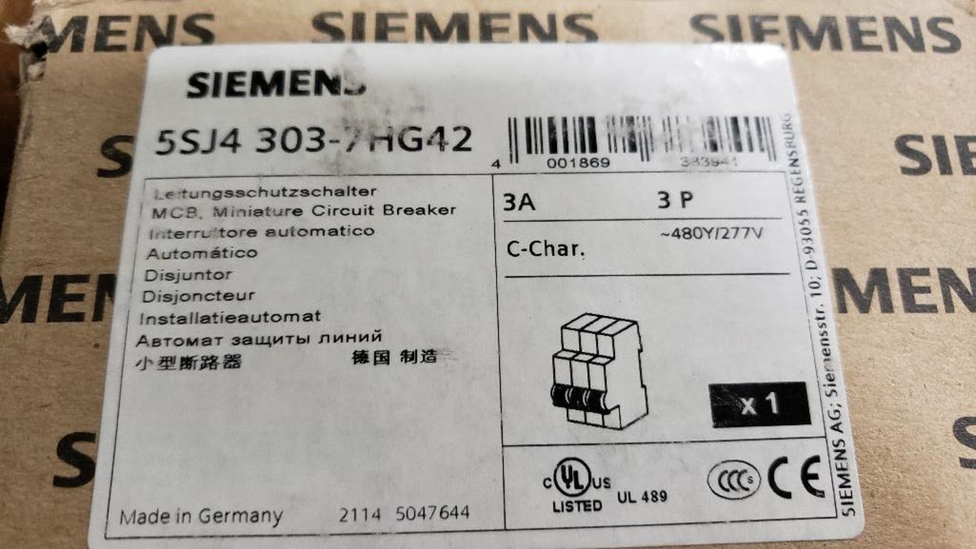 Qty 5 - Siemens breaker. Part number 5SJ4-303-7HG42. New. - Image 2 of 3