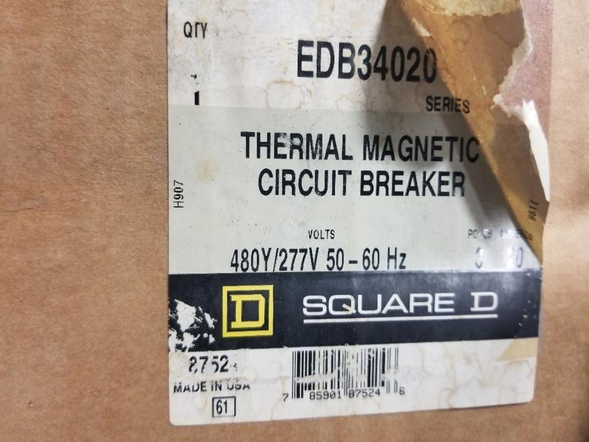 Square D thermal magnetic breaker. Model EDB34020. New in box. - Image 3 of 3