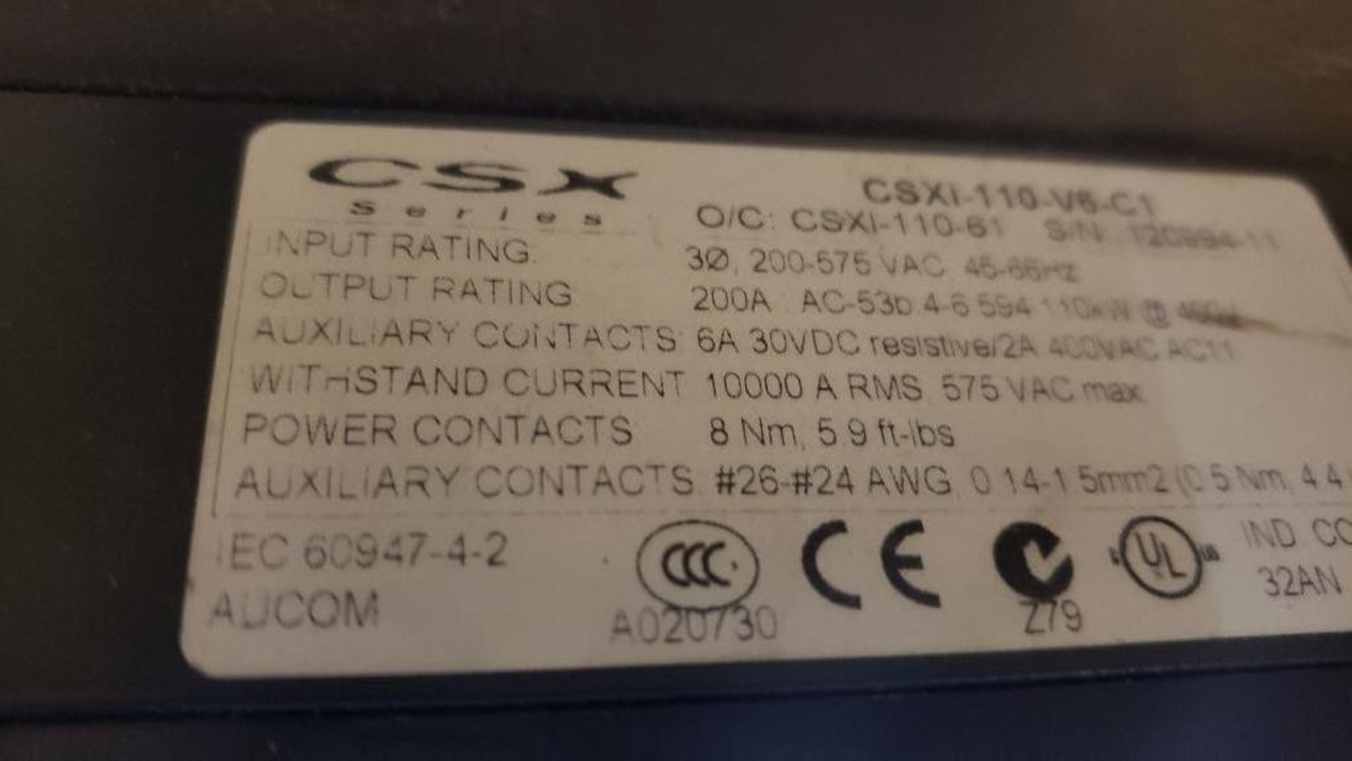 Emerson Industrial Automation CSX series soft starter. Model CSXi-110-V6-C1. - Image 4 of 4