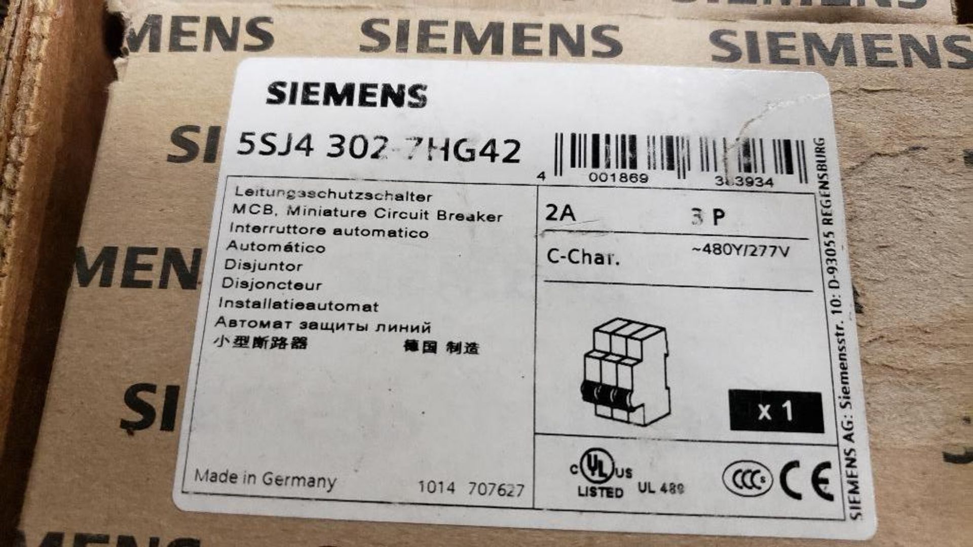 Qty 6 - Siemens breaker. Part number 5SJ4-303-7HG42. New. - Image 2 of 3