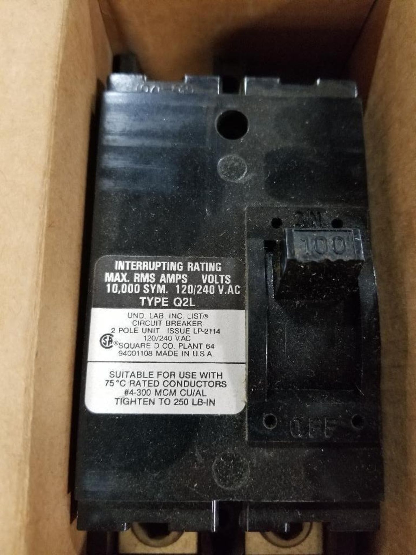 100amp circuit breaker. Model LP-2114. Type Q2L. - Image 2 of 2