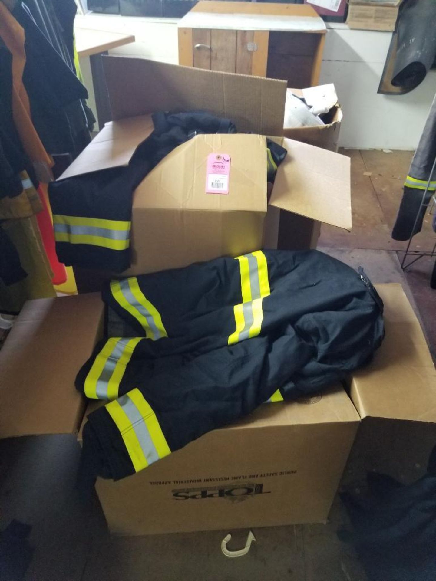 Large assortment of safety apparel.