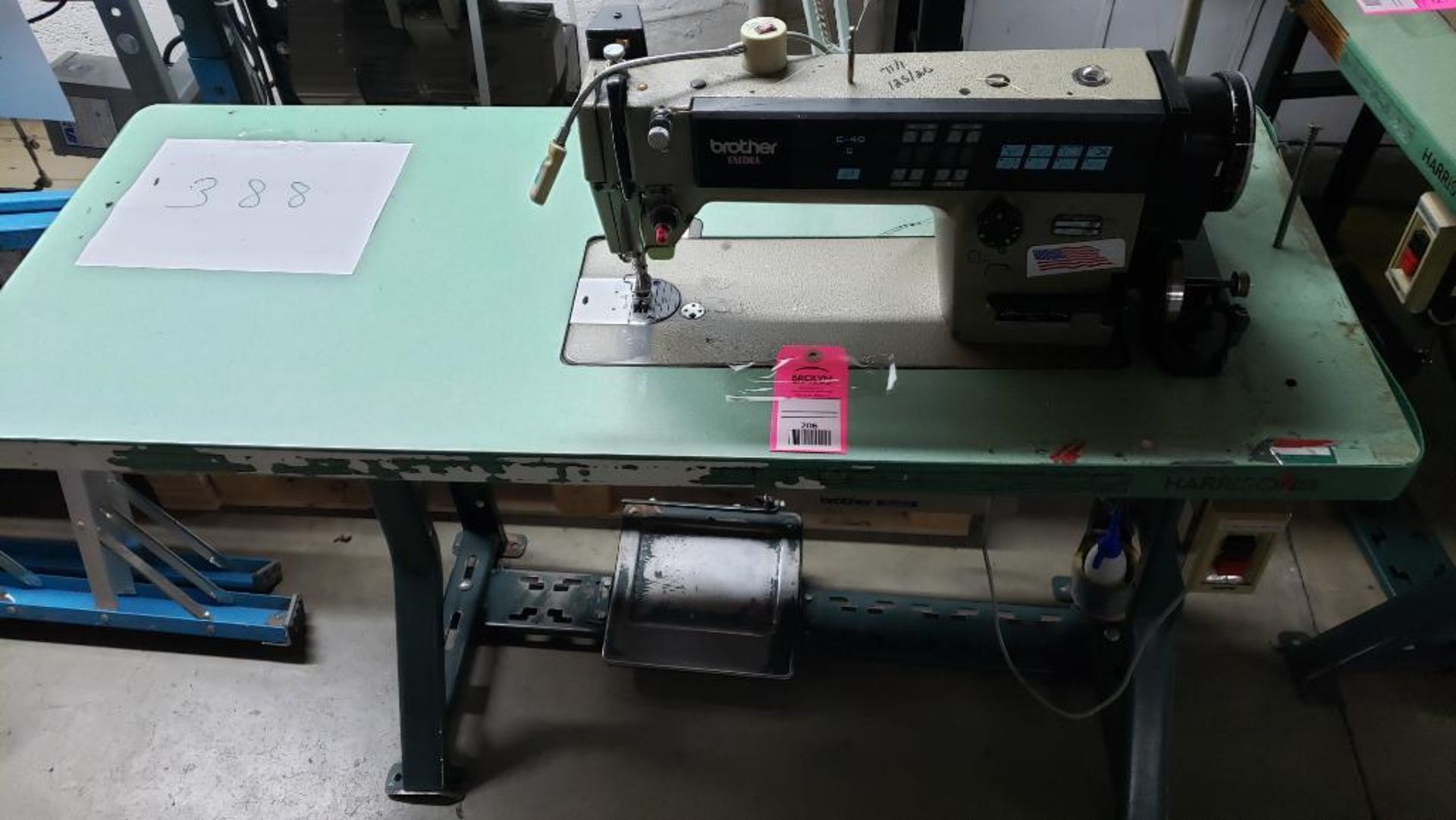 Brother industrial sewing machine. Serial #F8558973. 3 ph 220-240v.