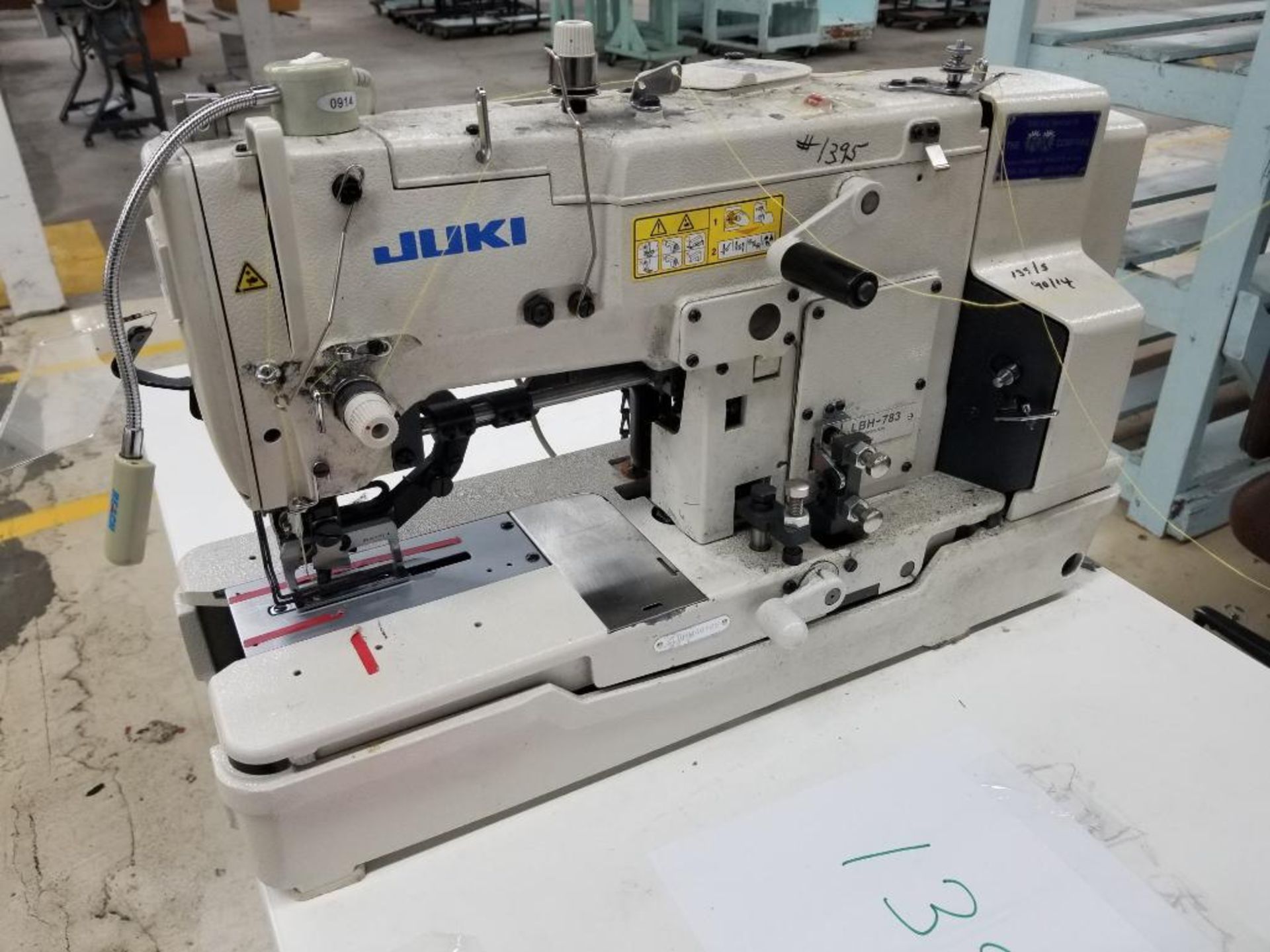 Juki button hole sewing machine. Mod LBH-783 . Ser #2LOFM00155. 3 ph 220-240v. - Image 2 of 5