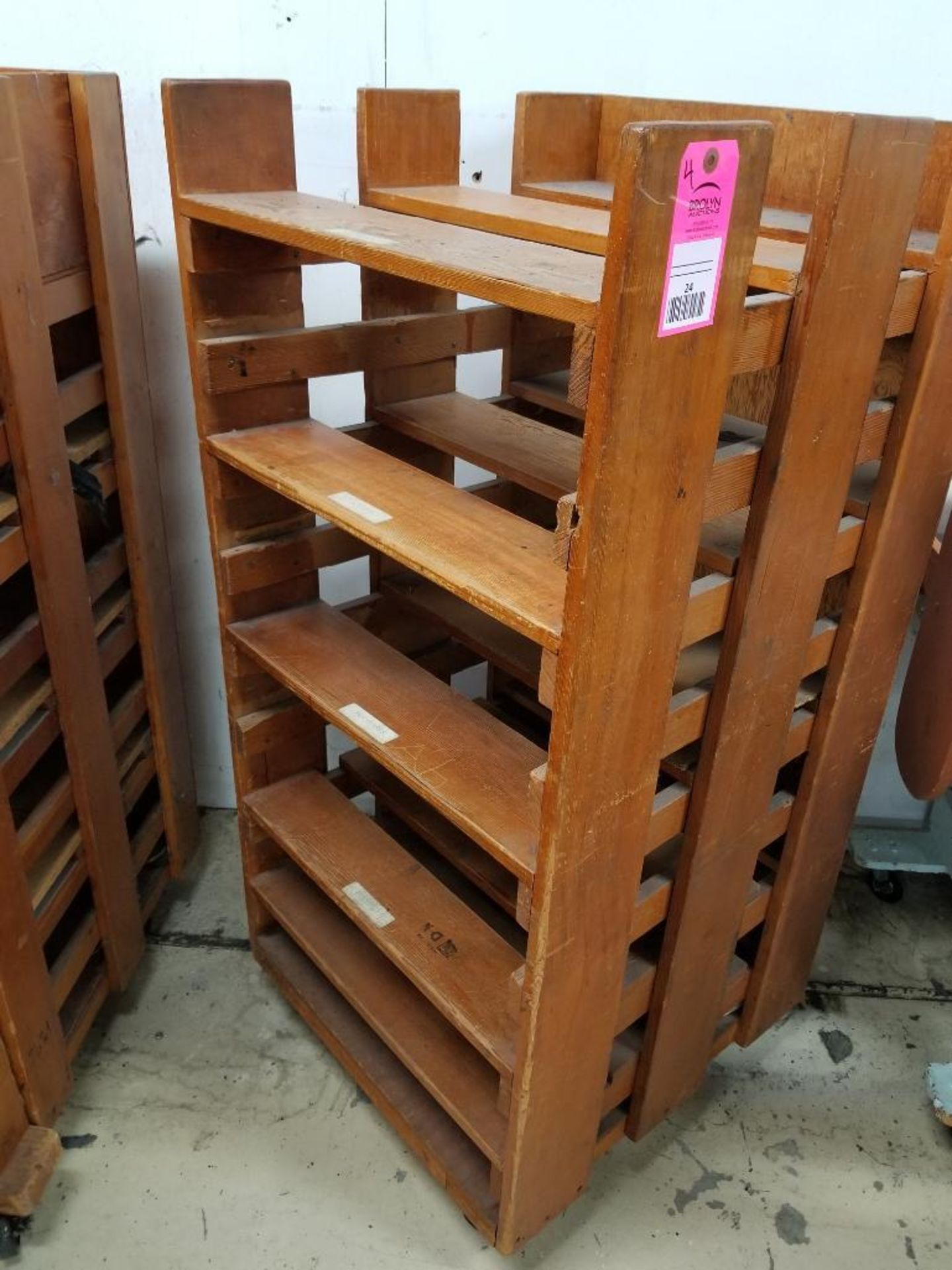 Qty 4 assorted wooden racks. - Image 4 of 6