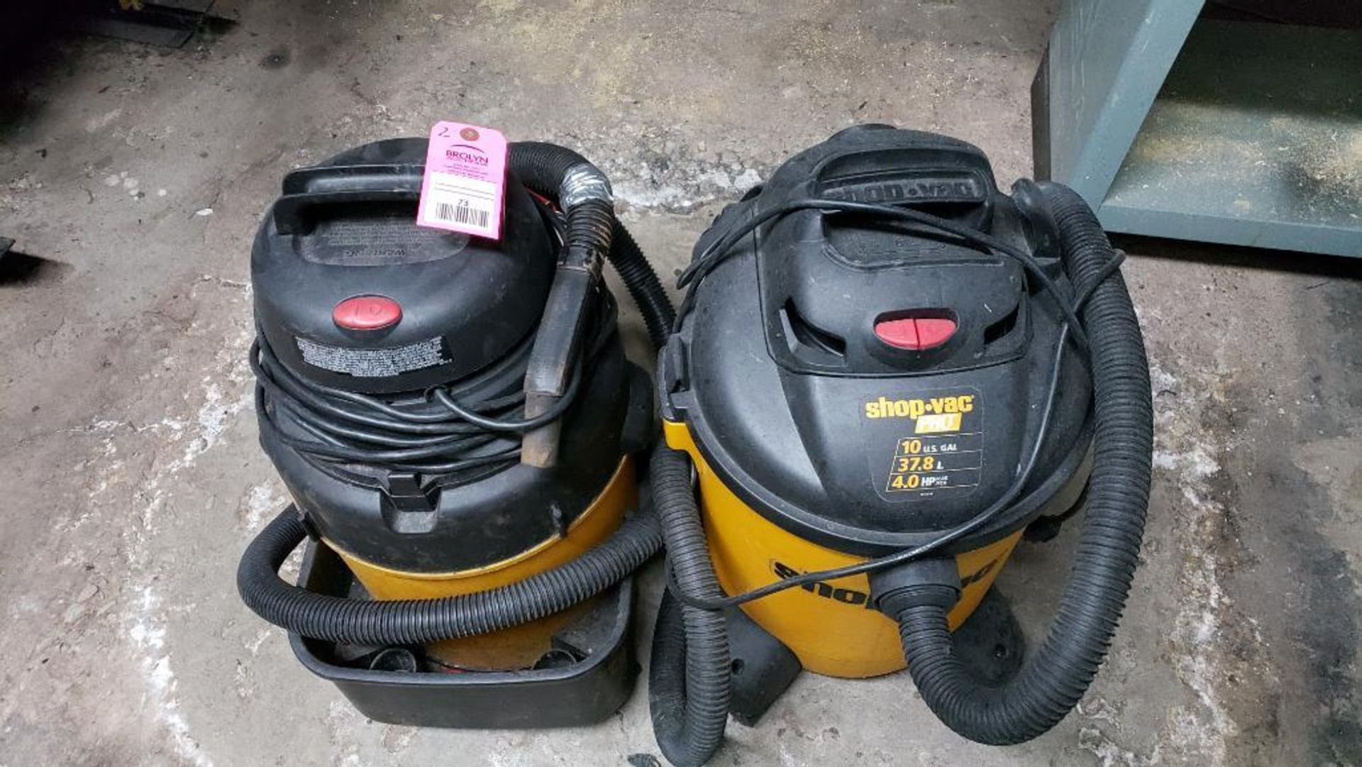 Qty 2 - Shop Vac. One 4.0hp, 10 gallon, one unmarked.