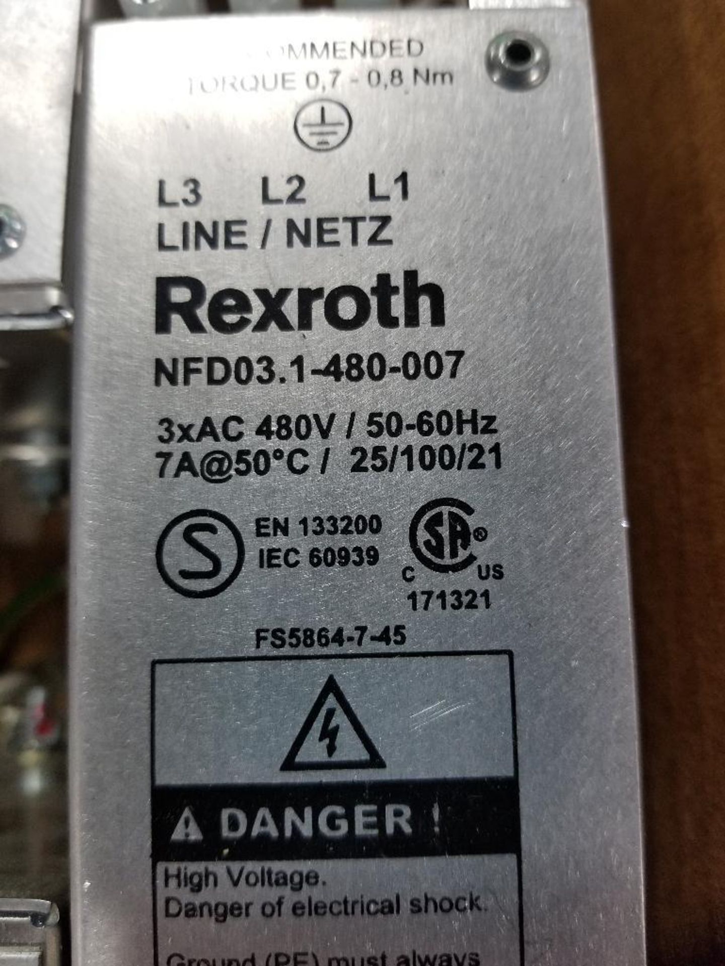 Qty 3 - Rexroth power supply. Model NFD03.1-480-007. - Image 3 of 4