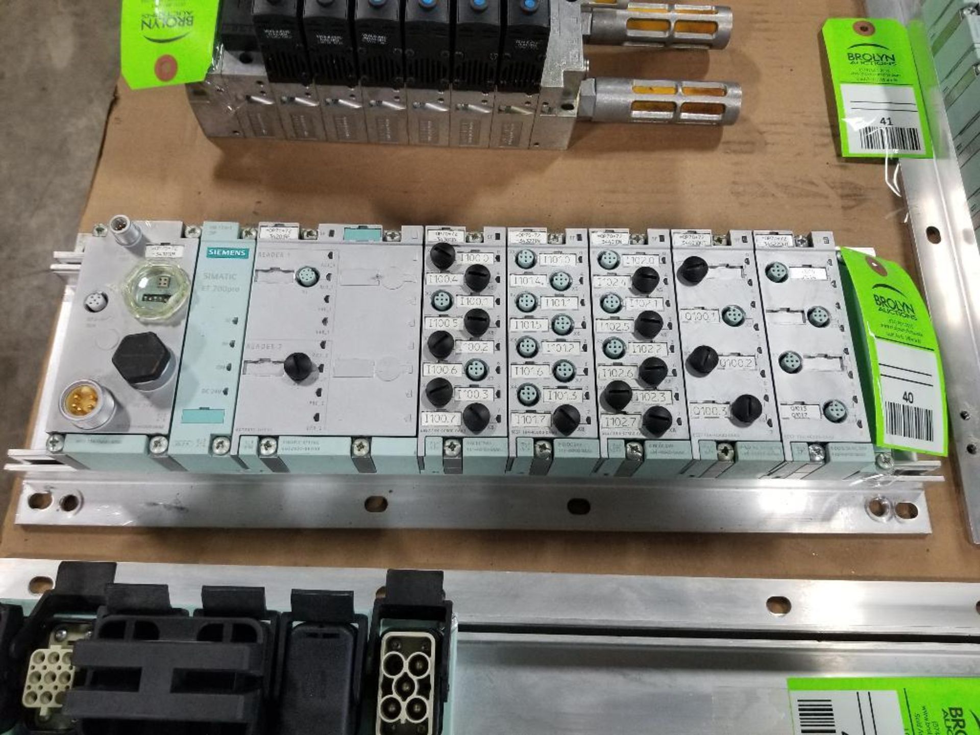 Loaded Siemens Simatic PLC rack.