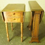 Oak Drop Leaf Table, 71cm high, 76cm wide, also with a Pembroke style drop leaf table, (2)