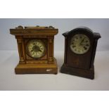 Two Twin Train Mantel Clocks, circa early 20th century, one example by Fattorini & Sons Bradford,