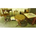 Mixed Lot of Occasional Furniture, to include a drum table, hall table, firescreen etc, (7)