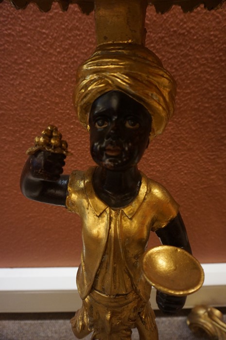 Pair of Gilded Blackamoor Torchere, (20th century) Raised on carved tripod supports, 95cm high, (2) - Image 2 of 6