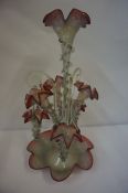 Tinted Glass Epergne, Having candy cane supports, 60cm highCondition reportMinor chips and nibbles