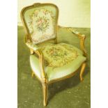 French Style Needlepoint Open Armchair, 77cm high