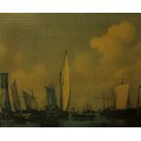 After Van De Velde "Passage of Charles II" "Calm Waters" Oilograph, 26cm x 34.5cm, framed, (2)
