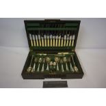 Canteen of Silver Plated Cutlery, Having label for Wilson & Sharp Ltd Edinburgh, cased in oak