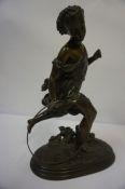 Fine Bronze Figure, circa 19th century, Modelled as a female warrior with spear, 33cm high