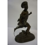 Fine Bronze Figure, circa 19th century, Modelled as a female warrior with spear, 33cm high