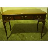 Mahogany Side / Hall Table, Having a central drawer, flanked with a small drawer, raised on pad