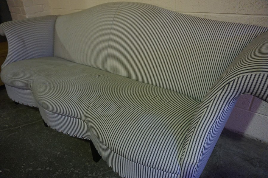 Upholstered Wing Back Three Seater Parlour Style Settee, raised on tapered feet, 83cm high, 242cm - Image 3 of 3