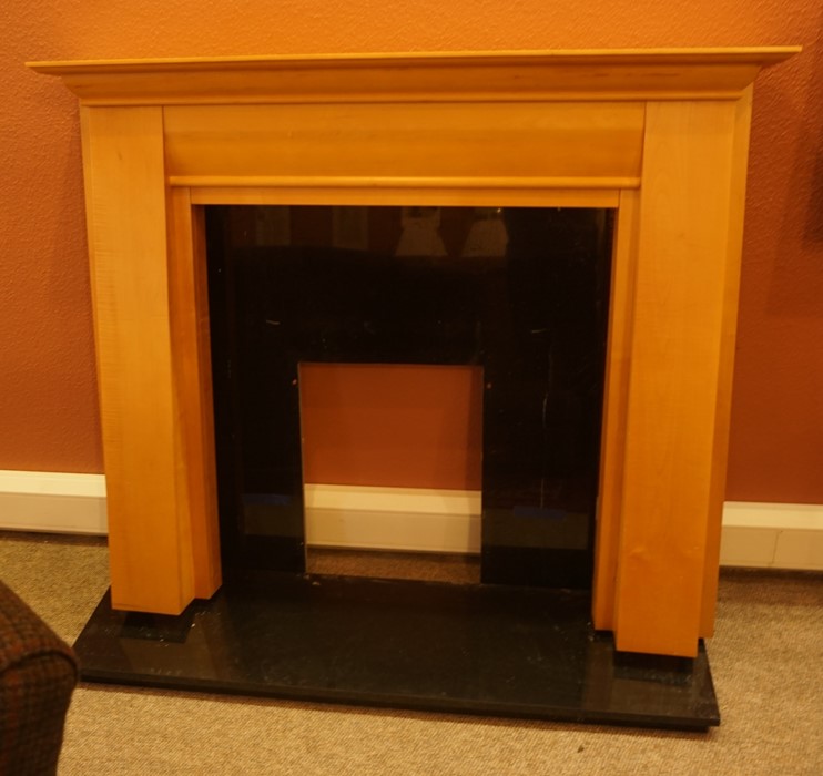 Modern Fire Surround, with composition marble hearth and insert, internal dimensions 90cm high, 87cm