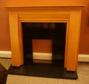 Modern Fire Surround, with composition marble hearth and insert, internal dimensions 90cm high, 87cm