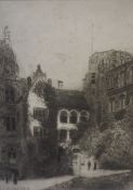 Willie Rawson Etching, also with three other etchings, (4)